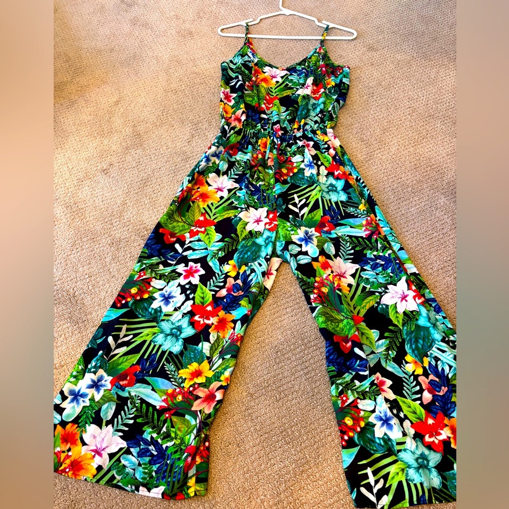 Show Me Your MuMu Black Tropical Floral Cropped Jumpsuit